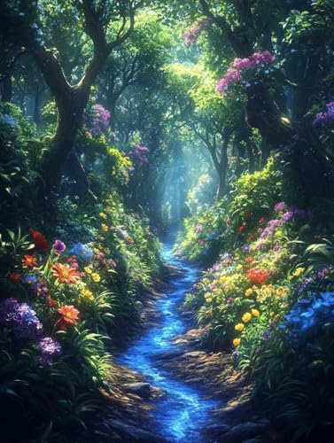 Wald Diamond Painting 35 x 50 cm, Diamant Painting Bilder Landschaft Crystal Art Eckige Steine Diamant Malerei Cross Stitch Stickerei Basteln Erwachsene für Deko Wohnzimmer, Geschenke -yym25077M von YANGYUMBOU