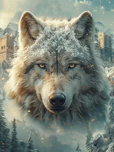 Wolf Diamond Painting (50x70cm), Diamant Painting Bilder Tier Crystal Art 5D DIY Eckige Steine Diamant Malerei Cross Stitch Stickerei Basteln Erwachsene für Deko Wohnzimmer, Geschenke -yym2507C3 von YANGYUMBOU