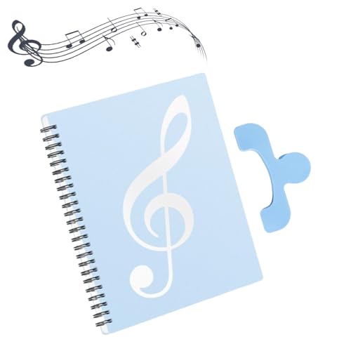 YANJIY Mappe A4, Notenmappe, 40 Notenblätter Notenhalter, Notenbinder, Chormappe A4 Ringbuch, Mit 1 Buchseitenhalter-Clips, Notenordner Für Notenblätter, Musikpartitur, File, Papier (Blau) von YANJIY
