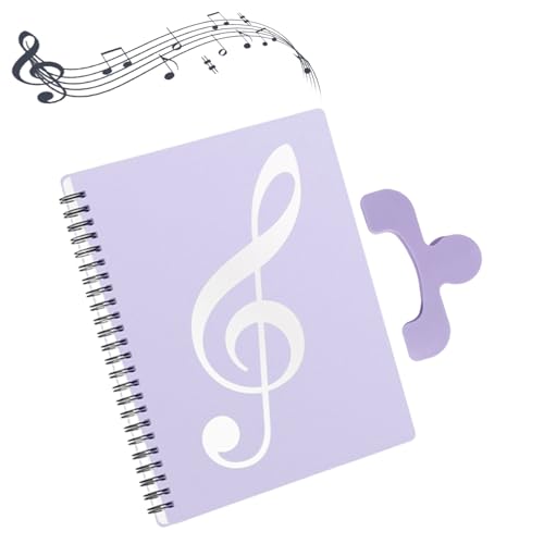 YANJIY Mappe A4, Notenmappe, 40 Notenblätter Notenhalter, Notenbinder, Chormappe A4 Ringbuch, Mit 1 Buchseitenhalter-Clips, Notenordner Für Notenblätter, Musikpartitur, File, Papier (Lila) von YANJIY