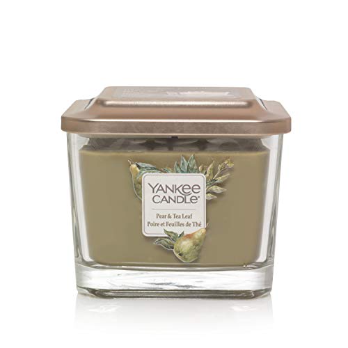 Yankee Candle Elevation Kollektion mit Plattformdeckel Mittlere 3-Docht-Quadratkerze, Pear & Tea Leaf von Yankee Candle