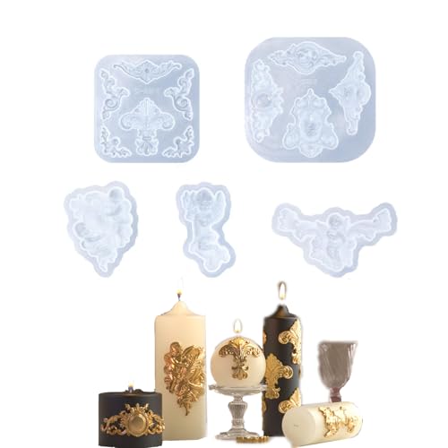 Kerzenformen zur Kerzenherstellung, 5 Stück, Silikon-Engel-Muster, Kerzenform-Set, 3D-Silikon-Kerzenformen für Harzguss, DIY, Epoxidform, künstlerische Kreationen, Festivalatmosphären Kerzenformen zur Kerzenherstellung, 5 Stück, Silikon-Engel-Muster, Kerzenform-Set, 3D-Silikon-Kerzenformen für Harzguss, DIY, Epoxidform, künstlerische Kreationen, Festivalatmosphären von YANPINGJIA