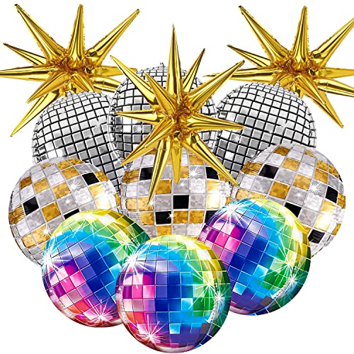 Disco Party Deko Folienballons 12 Stück 22 Inches Disco Ball Luftballons für Discokugel Deko Geburtstag Party Hochzeit 80er Jahre Deko von YANSYUN