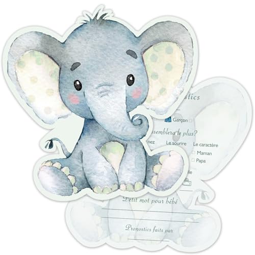 YANSYUN 30 Stück Babyparty Vorhersagekarten Partyspiele zur Geschlechtsenthüllung Elefantenförmige Spielkarten für Baby-Mädchen und Jungen YANSYUN 30 Stück Babyparty Vorhersagekarten Partyspiele zur Geschlechtsenthüllung Elefantenförmige Spielkarten für Baby-Mädchen und Jungen von YANSYUN