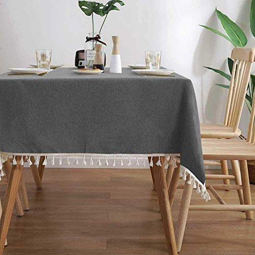 Rechteck Tischdecke ，Abwaschbar Leinen Tischtuch，110x190cm(43.3x74.8in) Tischdekoration ，für Home Küche Dekoration Verschiedene ,Grau von YANWE