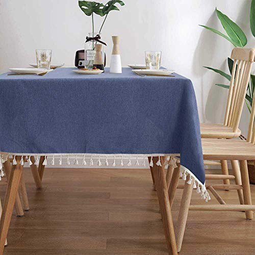 Rechteck Tischdecke ，Abwaschbar Leinen Tischtuch，80x160cm(31.49x62.99in) Tischdekoration ，für Home Küche Dekoration Verschiedene ,Blau von YANWE