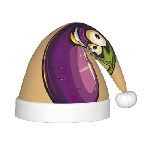 YANYU Festliche Weihnachtsmütze mit Cartoon-Auberginen-Druck, personalisierbar, Weihnachtsmann-Hut, Urlaubsparty-Zubehör, Weihnachtsmütze YANYU Festliche Weihnachtsmütze mit Cartoon-Auberginen-Druck, personalisierbar, Weihnachtsmann-Hut, Urlaubsparty-Zubehör, Weihnachtsmütze von YANYU