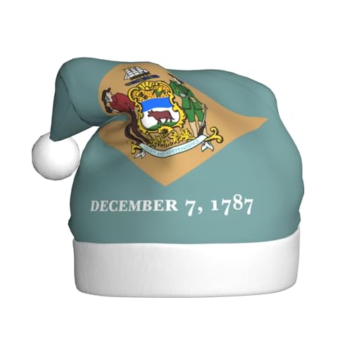 YANYU Flagge von Delaware Druck, Weihnachtsmütze, Weihnachtsmannmütze, Stirnbänder für Erwachsene, lustige Weihnachtsfeier von YANYU