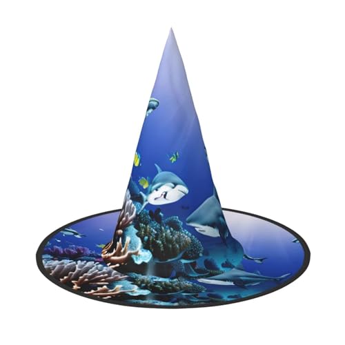 YANYU Hai schwimmen unter dem Meer Druck Karneval Unisex Kostüm Halloween Hexenhut für Partys Maskeraden Rollenspiele YANYU Hai schwimmen unter dem Meer Druck Karneval Unisex Kostüm Halloween Hexenhut für Partys Maskeraden Rollenspiele von YANYU