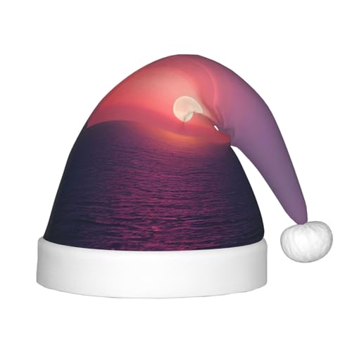 YANYU Heller Mond auf See, Hippie-Druck, festliche Weihnachtsmütze, personalisierbar, Weihnachtsmannmütze, Urlaubsparty-Zubehör, Weihnachtsmütze YANYU Heller Mond auf See, Hippie-Druck, festliche Weihnachtsmütze, personalisierbar, Weihnachtsmannmütze, Urlaubsparty-Zubehör, Weihnachtsmütze von YANYU