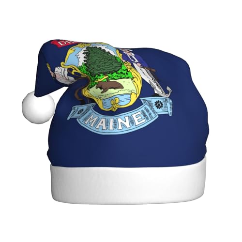 YANYU Maine State Flag Print Christmas Beanie Santa Hat Christmas Headbands For Adults Funny Christmas Party YANYU Maine State Flag Print Christmas Beanie Santa Hat Christmas Headbands For Adults Funny Christmas Party von YANYU
