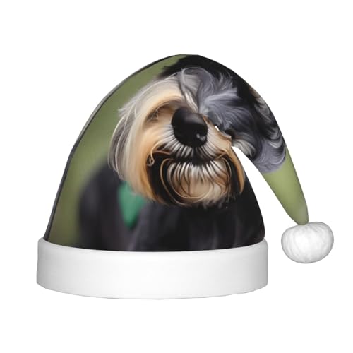 YANYU Niedlicher Schnauzer-Druck, festliche Weihnachtsmütze, personalisierbar, Weihnachtsmannmütze, Urlaubsparty-Zubehör, Weihnachtsmütze YANYU Niedlicher Schnauzer-Druck, festliche Weihnachtsmütze, personalisierbar, Weihnachtsmannmütze, Urlaubsparty-Zubehör, Weihnachtsmütze von YANYU