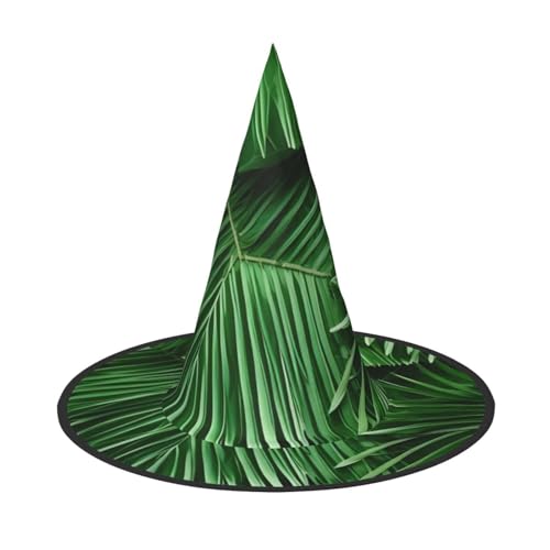 YANYU Niedlicher grüner Palmblatt-Druck, Karneval, Unisex-Kostüm, Halloween, Hexenhut, für Partys, Maskeraden, Rollenspiele YANYU Niedlicher grüner Palmblatt-Druck, Karneval, Unisex-Kostüm, Halloween, Hexenhut, für Partys, Maskeraden, Rollenspiele von YANYU