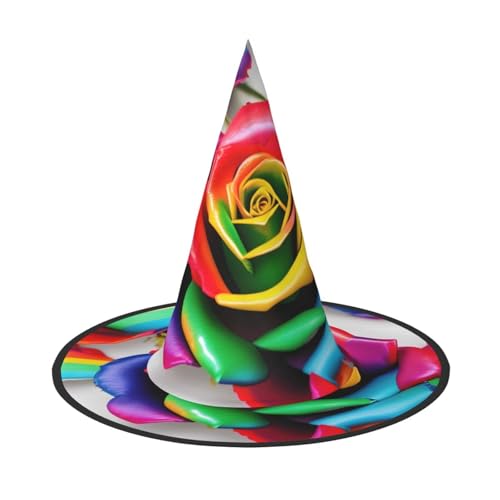 YANYU Regenbogen Rose Blumendruck Karneval Unisex Kostüm Halloween Hexenhut für Partys Maskeraden Rollenspiele YANYU Regenbogen Rose Blumendruck Karneval Unisex Kostüm Halloween Hexenhut für Partys Maskeraden Rollenspiele von YANYU