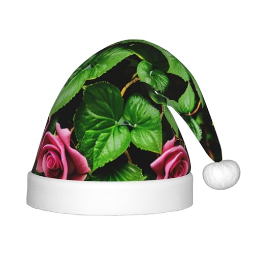 YANYU Weihnachtsmütze mit Blumenmuster, Rose, Efeu mit Blättern, Frühlingsdruck, personalisierbar, Weihnachtsmannmütze, Urlaubsparty-Zubehör, Weihnachtsmütze YANYU Weihnachtsmütze mit Blumenmuster, Rose, Efeu mit Blättern, Frühlingsdruck, personalisierbar, Weihnachtsmannmütze, Urlaubsparty-Zubehör, Weihnachtsmütze von YANYU