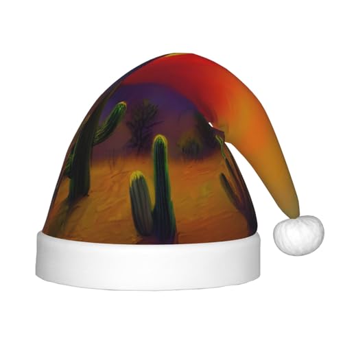 YANYU Weihnachtsmütze mit Sonnenuntergangskaktus in Wüste, personalisierbar, Weihnachtsmannmütze, Urlaubsparty-Zubehör, Weihnachtsmütze YANYU Weihnachtsmütze mit Sonnenuntergangskaktus in Wüste, personalisierbar, Weihnachtsmannmütze, Urlaubsparty-Zubehör, Weihnachtsmütze von YANYU