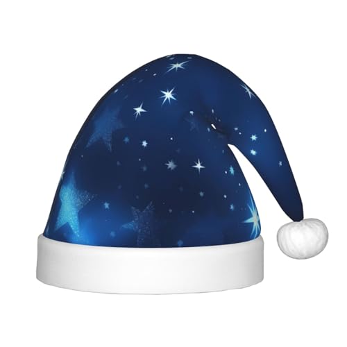 YANYU Weihnachtsmütze mit blauen leuchtenden Sternen, personalisierbar, Weihnachtsmannmütze, Urlaubsparty-Zubehör, Weihnachtsmütze YANYU Weihnachtsmütze mit blauen leuchtenden Sternen, personalisierbar, Weihnachtsmannmütze, Urlaubsparty-Zubehör, Weihnachtsmütze von YANYU
