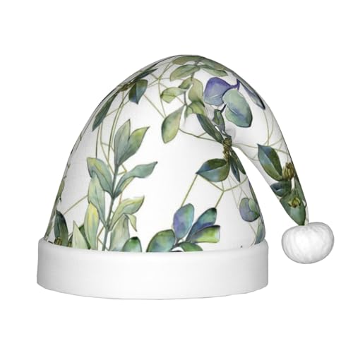 YANYU Weihnachtsmütze mit grünen Eukalyptusblättern, personalisierbar, Weihnachtsmannmütze, Urlaubsparty-Zubehör, Weihnachtsmütze YANYU Weihnachtsmütze mit grünen Eukalyptusblättern, personalisierbar, Weihnachtsmannmütze, Urlaubsparty-Zubehör, Weihnachtsmütze von YANYU