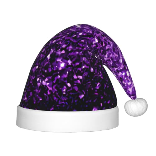 YANYU Weihnachtsmütze mit schönem violettem Glitzer-Druck, personalisierbar, Weihnachtsmannmütze, Urlaubsparty-Zubehör, Weihnachtsmütze YANYU Weihnachtsmütze mit schönem violettem Glitzer-Druck, personalisierbar, Weihnachtsmannmütze, Urlaubsparty-Zubehör, Weihnachtsmütze von YANYU