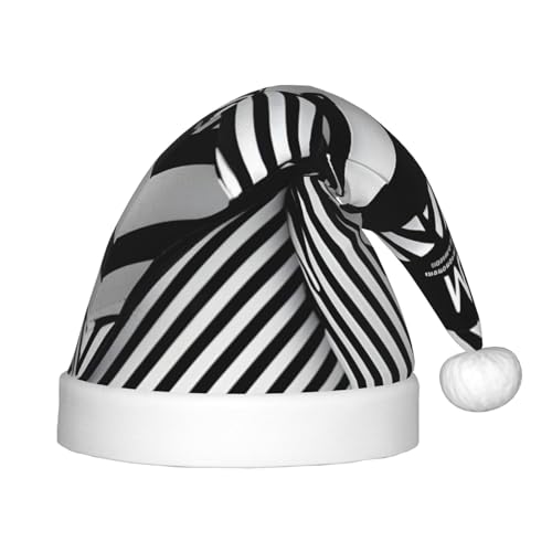 YANYU Weihnachtsmütze mit schwarz-weißem Streifendruck, personalisierbar, Weihnachtsmannmütze, Urlaubsparty-Zubehör, Weihnachtsmütze YANYU Weihnachtsmütze mit schwarz-weißem Streifendruck, personalisierbar, Weihnachtsmannmütze, Urlaubsparty-Zubehör, Weihnachtsmütze von YANYU
