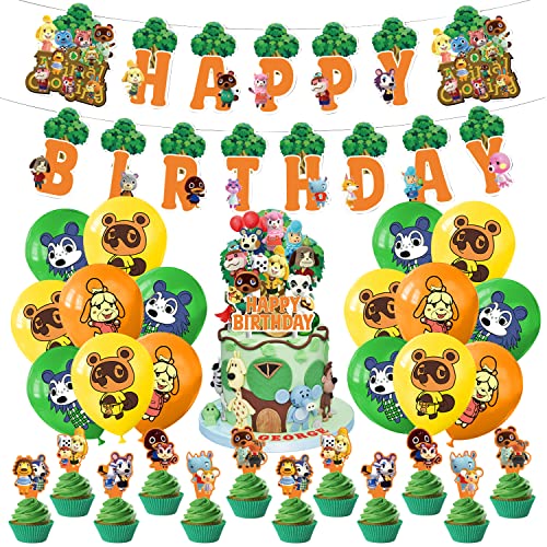 Geburtstag Dekoration 32 pcs,Geburtstag Luftballons,Thema Geburtstag Banner,Cake Topper,für Kinder Geburtstag Dekoration von YAOGOO