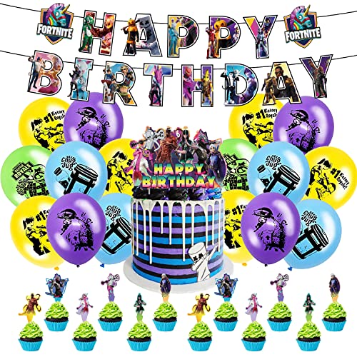 Geburtstag Decorations 32 Pcs,Geburtstag Luftballons,Party Dekoration,Geburtstag Banner,Party Ballon Dekoration,Cupcake Topper,Jungen Mädchen zum Geburtstag Party von YAOGOO