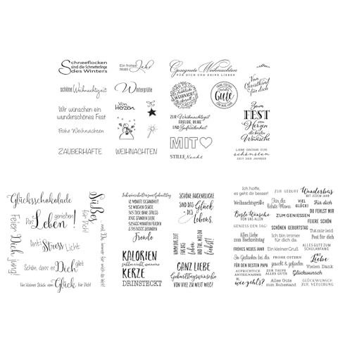 5 Stück Deutsche Sprüche und Blumen Muster Klar Silikon Stempel für Kartenherstellung Journal Scrapbooking Dekoration Stempel von YAOGUI