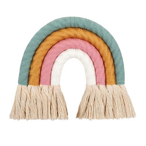 Handgewebter Wandteppich zum Aufhängen, Quasten, schöne Wohnung, Wohnheim, Mädchen, Geschenk, mehrfarbig, handgefertigt, Holzperlen-Dekor von YAOGUI