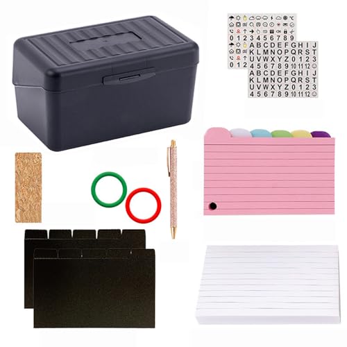 Tragbare Notizbeinpapier Und Farbige Notizkarte Set Enthält Binder Divider Bindemittel Ringe Stiftaufkleber Und Stoarge Hülle Rezeptkartenbox von YAOGUI