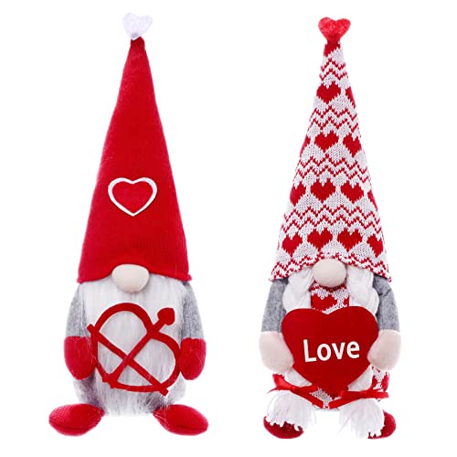 YAOGUI 2 Stück Valentinstag Plüsch Mr And Mrs Skandinavische Tomte Dekorationen Liebe Herz Schwedische Zwerge Zwerg Figuren Valentinstag Ornament von YAOGUI