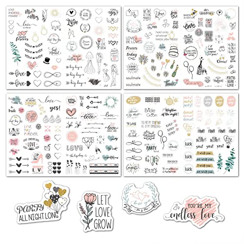 YAOGUI 4 Blatt/Set Scrapbooking Aufkleber für Hochzeit Einladungskarte Aufkleber Braut Planer Fotoalbum Liebesbrief Aufkleber Aesthetic Scrapbooking Liebespaare für Erwachsene von YAOGUI