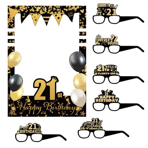 YAOGUI Geburtstag Bilderrahmen Brille Set Geburtstag Party Dekoration für Frauen Mädchen Geburtstag Feier Geburtstag Party Supplies von YAOGUI