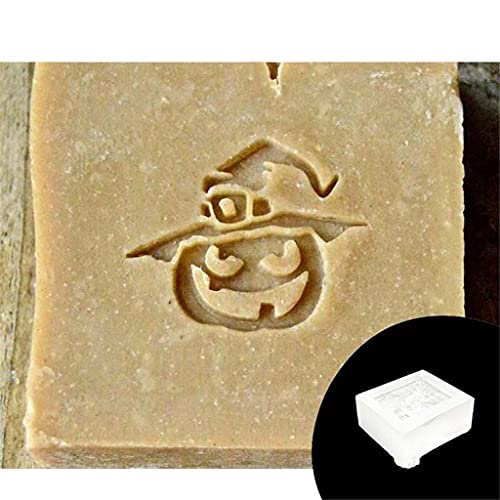 YAOGUI Halloween Transparenter Seifenstempel Halloween Muster Acryl Seife Stempelblock Handgemachte Natürliche Ätherische Öl Seifensiegel Klein Klar Acryl Stempelblock Für Kartenherstellung von YAOGUI