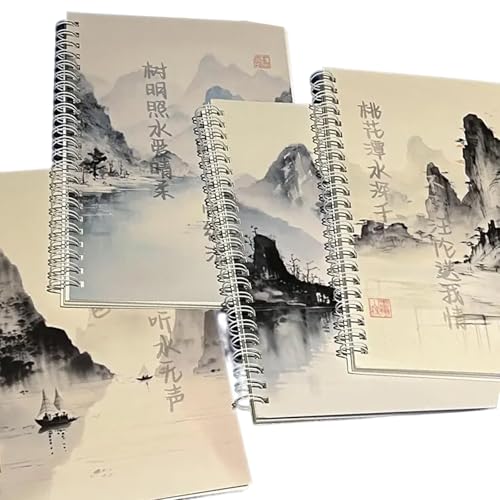 YAOGUI Notizbuch mit Doppelspulenbindung, liniert, zum Schreiben, 100 Seiten, breit liniert, Tagebuch, Notizblöcke, 14 x 20 cm, 4 Stück von YAOGUI