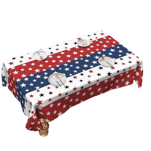 YAOGUI Tischdecke für den 4. Juli, patriotische Tischdecke, Flaggen, Sterne, Tischdecke für drinnen und draußen, Unabhängigkeitstage, Dekorationen YAOGUI Tischdecke für den 4. Juli, patriotische Tischdecke, Flaggen, Sterne, Tischdecke für drinnen und draußen, Unabhängigkeitstage, Dekorationen von YAOGUI