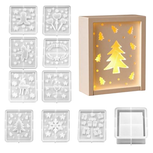 Silikonformen Gießformen Weihnachten - 10 Stück Geschenkbox Silikonform, Silikon Gießform Kerzenform Weihnachten, Wiederverwendbare Epoxidharz Formen Für Ton Gips Wachss Seife Silikonformen Gießformen Weihnachten - 10 Stück Geschenkbox Silikonform, Silikon Gießform Kerzenform Weihnachten, Wiederverwendbare Epoxidharz Formen Für Ton Gips Wachss Seife von YAOPIU