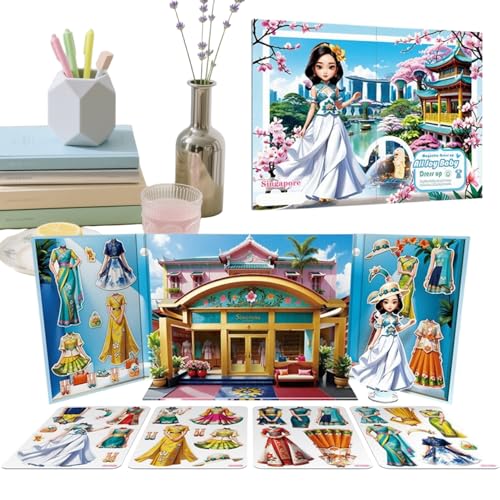 YAOPIU Magnetic Dress Up, Magnet Sticker Prinzessin Verkleidungsspiel, Lernspielzeug Pädagogische Aufkleber Für Mädchen Für Reise Schule Klassenraum Als Preise Geburtstag Weihnachten Party von YAOPIU