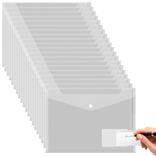 Dokumententasche A4, 20 Pcs A4 Kunststoffmappen Transparent Dokumentenmappe a4 Sammelmappe, Wasserdicht Sammelmappen mit Druckknopf, Etikettentasche und Stift für Dokumente für Datei Papier Quittungen Dokumententasche A4, 20 Pcs A4 Kunststoffmappen Transparent Dokumentenmappe a4 Sammelmappe, Wasserdicht Sammelmappen mit Druckknopf, Etikettentasche und Stift für Dokumente für Datei Papier Quittungen von YAOSHENGUP