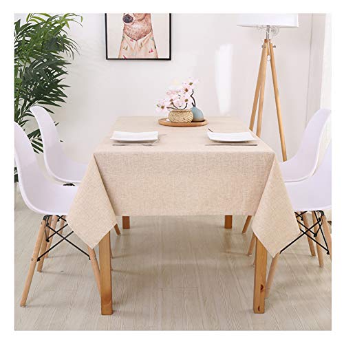 Tischdecke Rechteckige Wasserabweisend, Tischtuch Baumwolle Leinen, Tischdecke Abwaschbar, Schmutzabweisend, Einfarbige für Home Küche Dekoration Beige 90x130cm von YAOTT