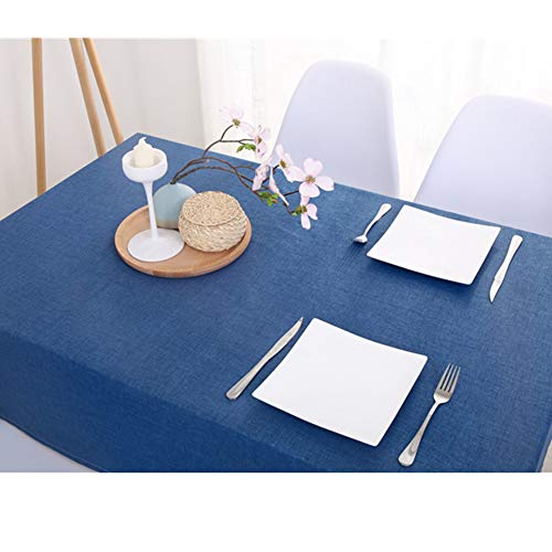 Tischdecke Rechteckige Wasserabweisend, Tischtuch Baumwolle Leinen, Tischdecke Abwaschbar, Schmutzabweisend, Einfarbige für Home Küche Dekoration Navy blau 100x160cm von YAOTT