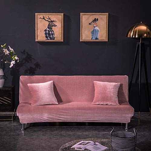 YAOTT Sofabezug aus Samt, Ohne Armstützen, Plüschstoff, Einfarbig, rutschfest, Elastisch, Sofa Überwürfe passt auf Klappsofa ohne Armlehnen Rosa M160-190cm YAOTT Sofabezug aus Samt, Ohne Armstützen, Plüschstoff, Einfarbig, rutschfest, Elastisch, Sofa Überwürfe passt auf Klappsofa ohne Armlehnen Rosa M160-190cm von YAOTT