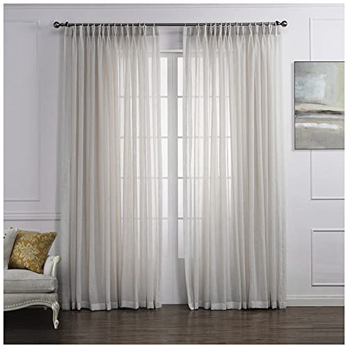 YAOTT Voile Gardinen Vorhang Gardinen Transparent für Wohnzimmer Schlafzimmer Kinderzimmer Leinenoptik Vorhänge Luftig Dekoschal,10315,(183x214cm)(1 Stück) von YAOTT