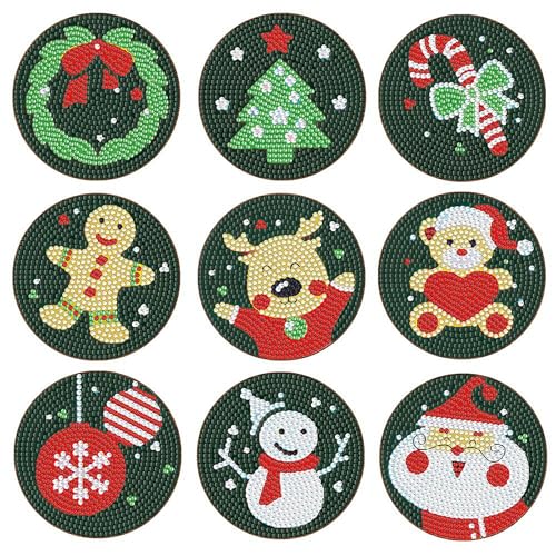YAOYIN Diamond Painting Untersetzer Weihnachten, 9er Set DIY Erwachsene Mit Halter, 5D Kinder, Bastelset, Für Weihnachts Geschenk YAOYIN Diamond Painting Untersetzer Weihnachten, 9er Set DIY Erwachsene Mit Halter, 5D Kinder, Bastelset, Für Weihnachts Geschenk von YAOYIN
