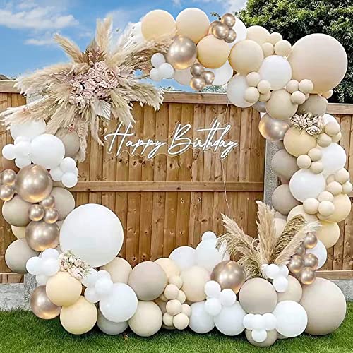 YAOYIN Luftballon Girlande, 120 Stück Luftballons Geburtstag Ballongirlande Set, Beige Apricot Weiß Roségold Ballon Girlande für Hochzeit Verlobung Baby Shower Geburtstag Boho Party Dekoration von YAOYIN