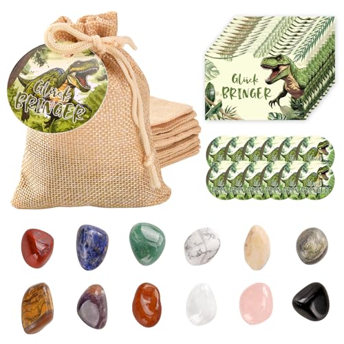 YAOZUP Glückssteine für Kinder, 12 Stück Bunte Glücksbringer Steine mit Jutesäckchen und Glück BRINGER Grußkarten, Bunte Glückssteine für Party Souvenirs Kindergeburtstag Gastgeschenke (Dinosaurier) YAOZUP Glückssteine für Kinder, 12 Stück Bunte Glücksbringer Steine mit Jutesäckchen und Glück BRINGER Grußkarten, Bunte Glückssteine für Party Souvenirs Kindergeburtstag Gastgeschenke (Dinosaurier) von YAOZUP