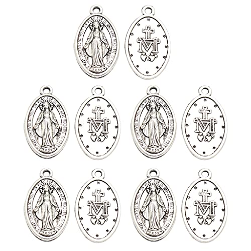 YAQINUO Fátima Marias Erscheinung Heiliger Benedikt Medaille/Kreuz Anhänger Schutzgebet Kompatibel mit Männern & Frauen 10 Stück von YAQINUO