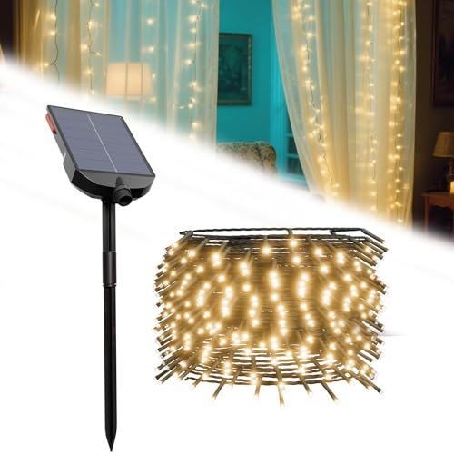 YARDIN Solar Lichterkette Aussen,30M 300 leds Lichterketten Aussen IP44 Wasserdicht Lichterketten Innen 8 Modi Beleuchtungsdekor für Garten Terrasse Bäume Party Hochzeit Weihnachten (Warmweiß) von YARDIN