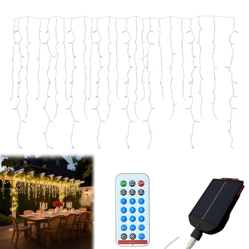 YARDIN Solar Lichterkette Eisregen Außen Innen, 10M 400LED Solar Lichtervorhang mit Timer 8 modi IP44 Wasserdicht, Weihnachtsbeleuchtung Warmweiß für Weihnachten, Party, Hochzeit, Balkon, Garten Deko YARDIN Solar Lichterkette Eisregen Außen Innen, 10M 400LED Solar Lichtervorhang mit Timer 8 modi IP44 Wasserdicht, Weihnachtsbeleuchtung Warmweiß für Weihnachten, Party, Hochzeit, Balkon, Garten Deko von YARDIN