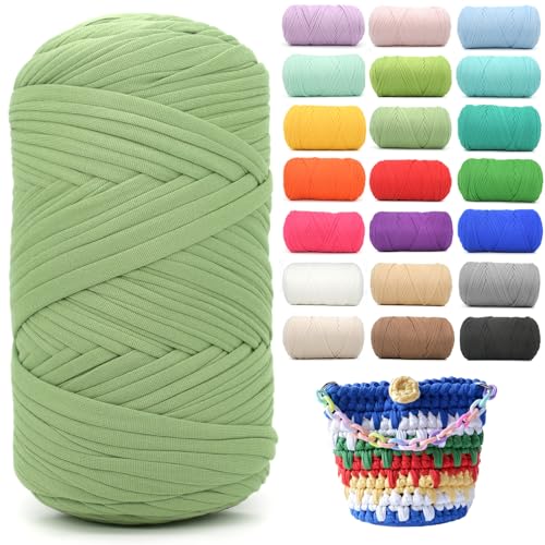 T-Shirt-Garn zum Häkeln, Avocado-Grün, T-Shirt, weicher, elastischer Stoff, grob, dickes T-Shirt-Häkelgarn zum Häkeln, Stricken, Anfänger, Handstricken für Taschen/Basteln/Heimdekoration, Avocadogrün T-Shirt-Garn zum Häkeln, Avocado-Grün, T-Shirt, weicher, elastischer Stoff, grob, dickes T-Shirt-Häkelgarn zum Häkeln, Stricken, Anfänger, Handstricken für Taschen/Basteln/Heimdekoration, Avocadogrün von YARFOFUN