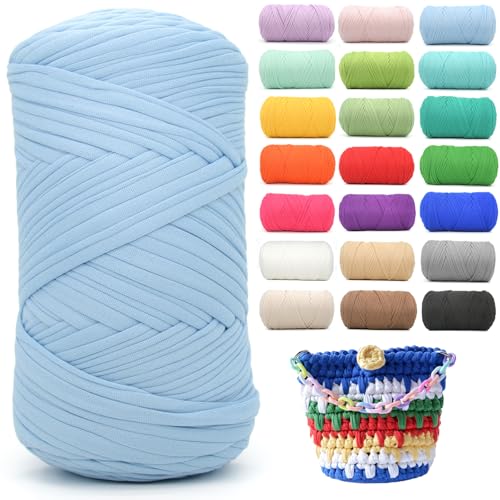 T-Shirt-Garn zum Häkeln, himmelblau, für T-Shirts, weicher, elastischer Stoff, grob, dickes T-Shirt-Häkelgarn zum Häkeln, Stricken, Anfänger, Handstricken für Taschen/Basteln/Heimdekoration T-Shirt-Garn zum Häkeln, himmelblau, für T-Shirts, weicher, elastischer Stoff, grob, dickes T-Shirt-Häkelgarn zum Häkeln, Stricken, Anfänger, Handstricken für Taschen/Basteln/Heimdekoration von YARFOFUN